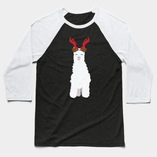 Llama with reindeer antlers Baseball T-Shirt